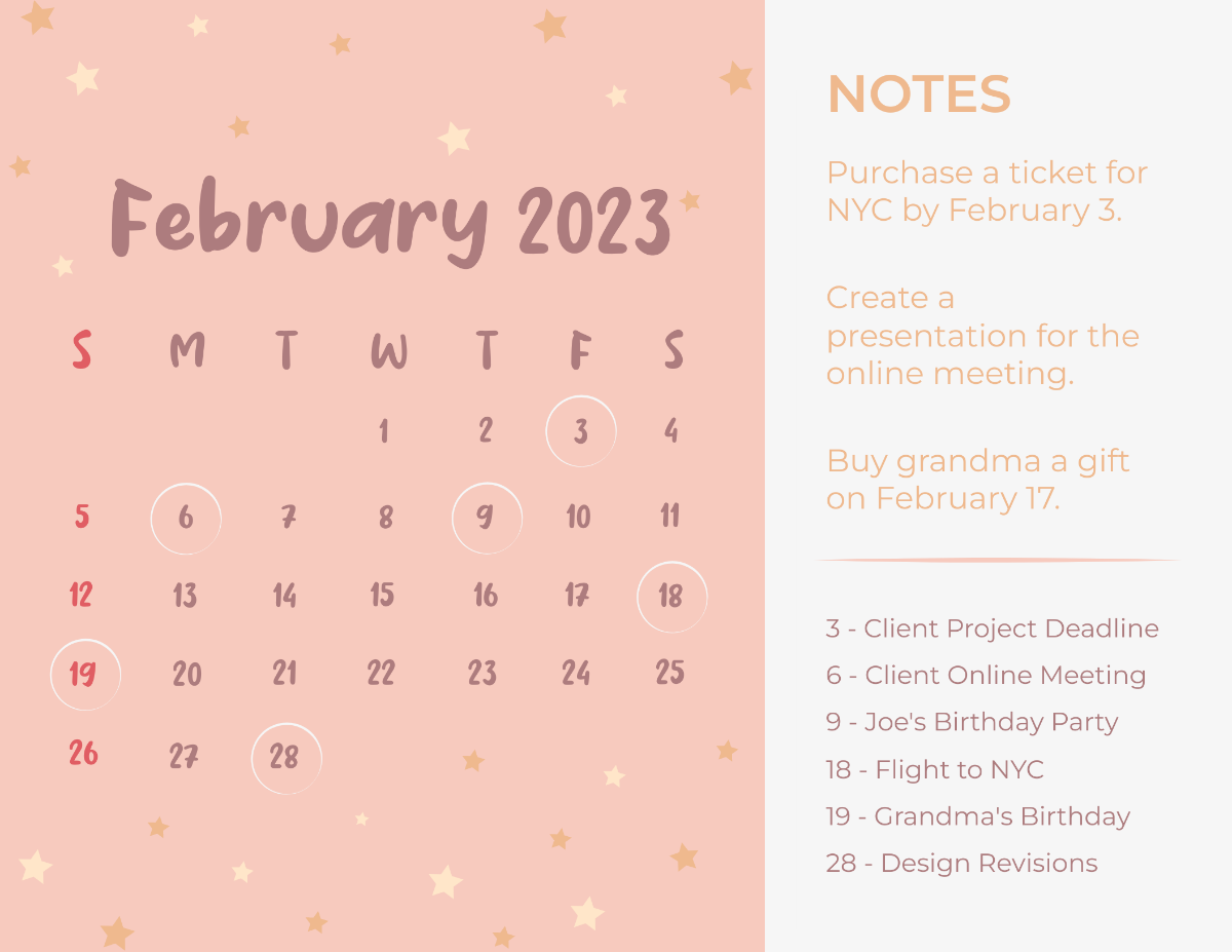 Blank February 2023 Calendar Template