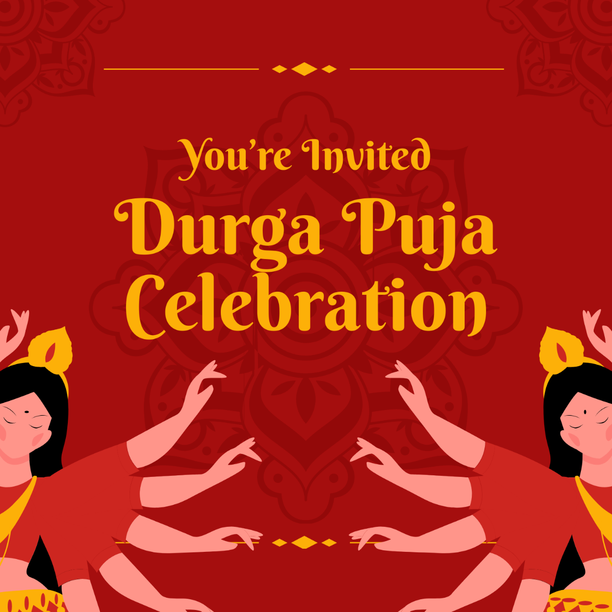 Durga Puja Invitation Card Template