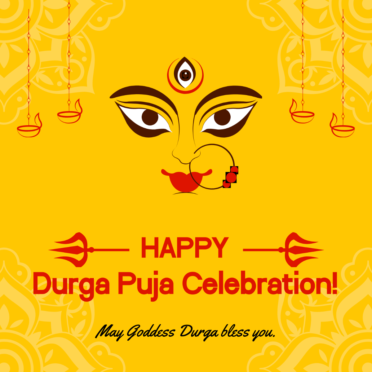 Durga Puja Celebration Greeting Card Template