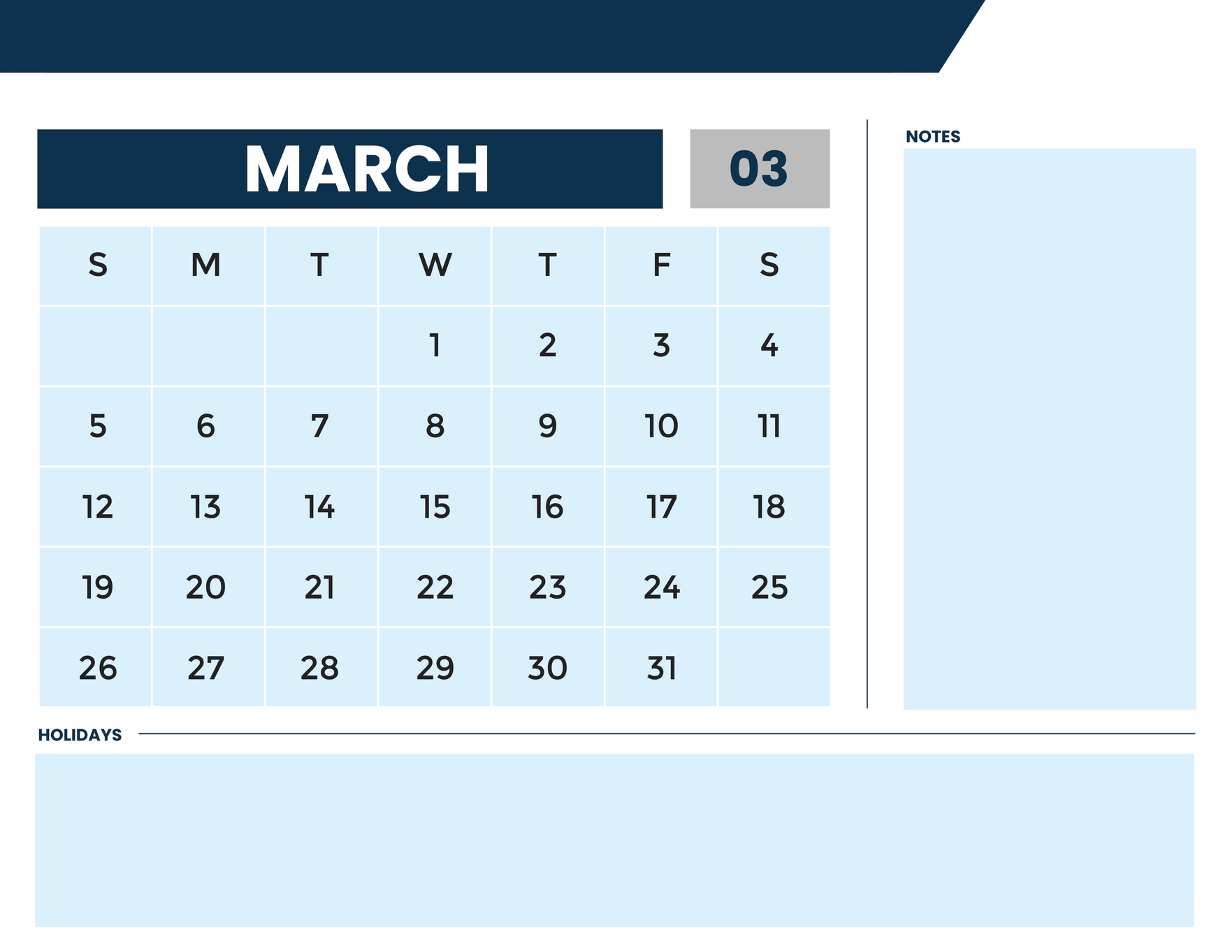 Printable Year 2023 Monthly Calendar Template