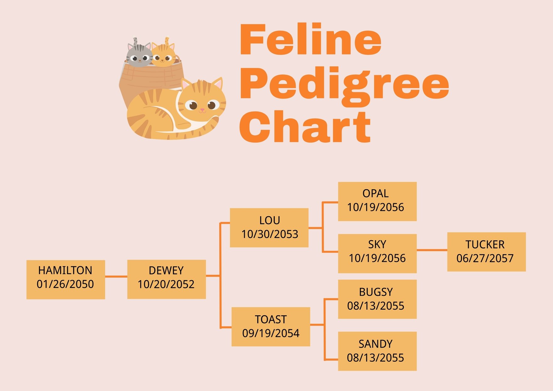 Feline Pedigree Chart in PDF, Illustrator