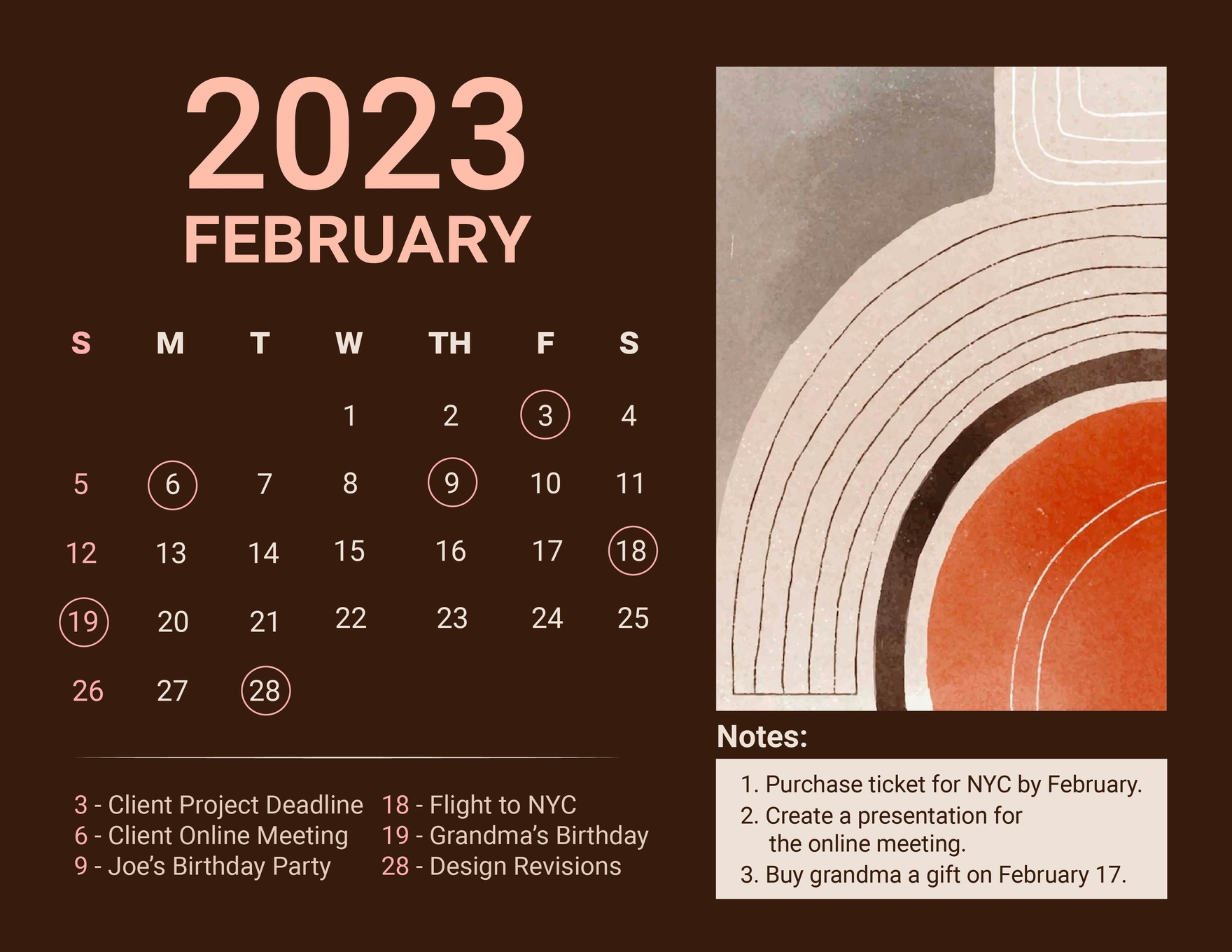 February 2023 Photo Calendar Template in Word, Google Docs, Illustrator, PSD, Apple Pages