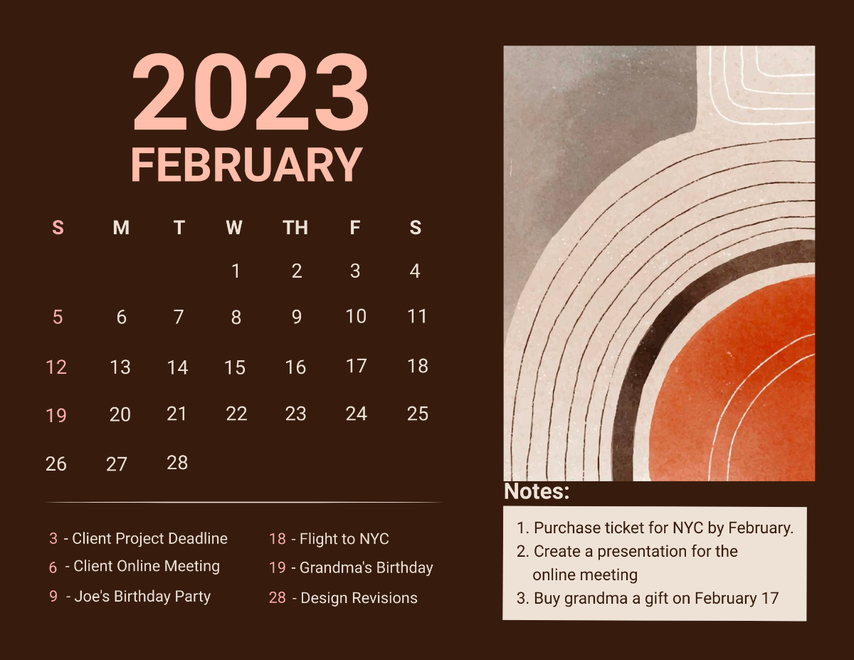February 2023 Photo Calendar Template