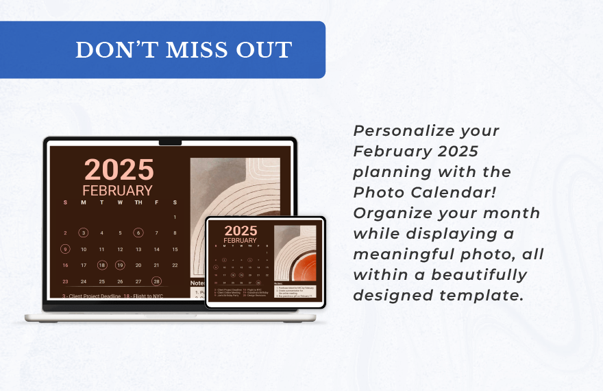 February 2025 Photo Calendar Template