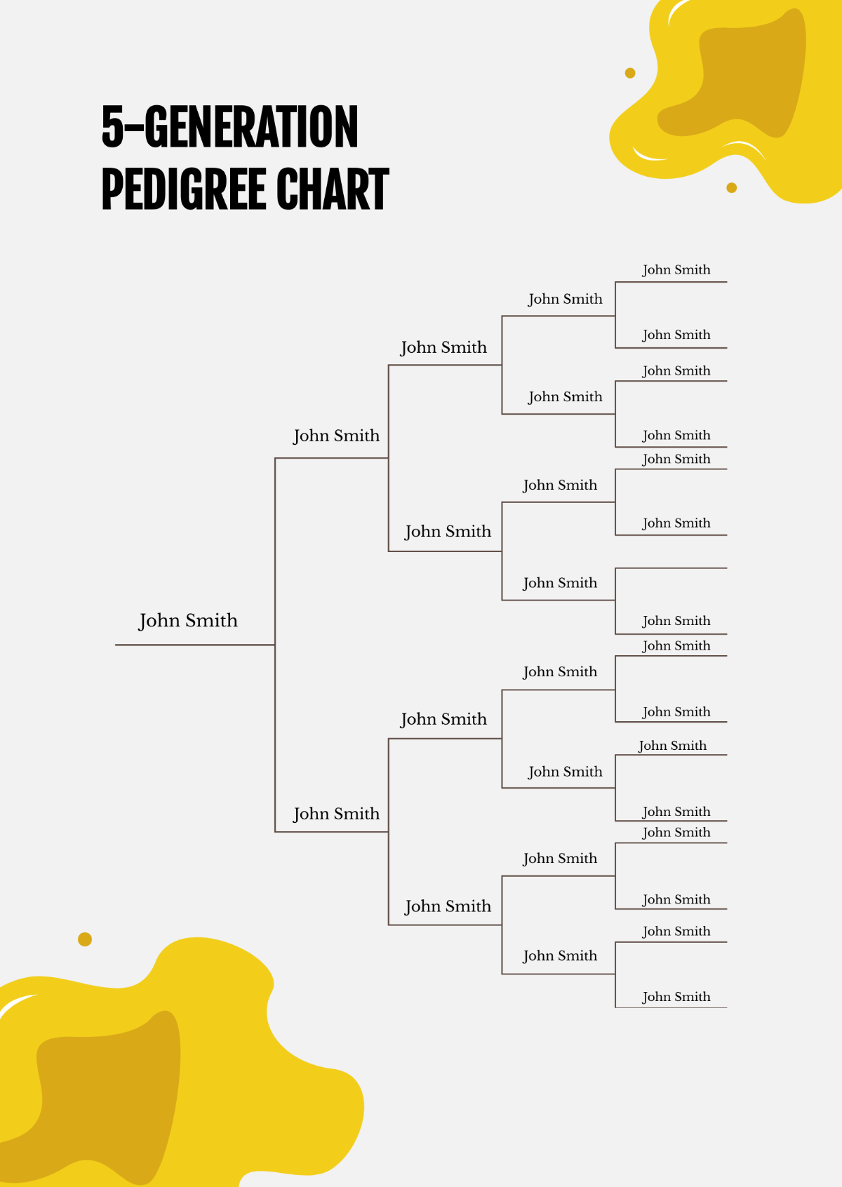 5-Generation Pedigree Chart Template