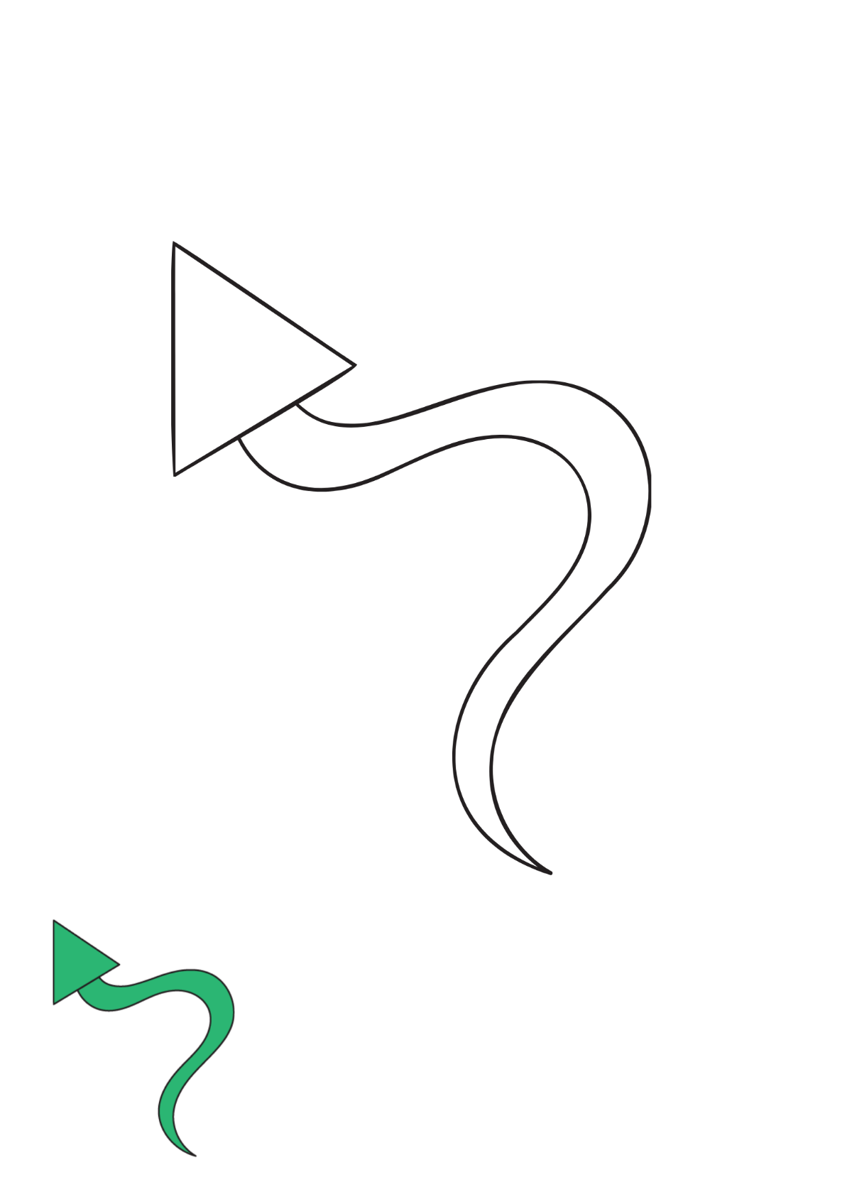 Green Curved Arrow Coloring Page Template