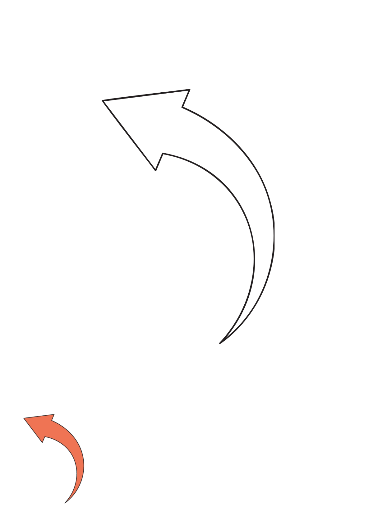 Simple Curved Arrow Coloring Page Template
