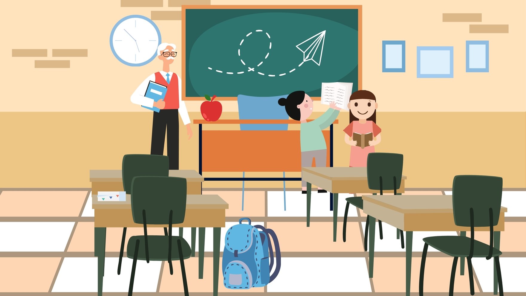 Free Classroom Cartoon Background - EPS, Illustrator, JPG, PNG, SVG |  