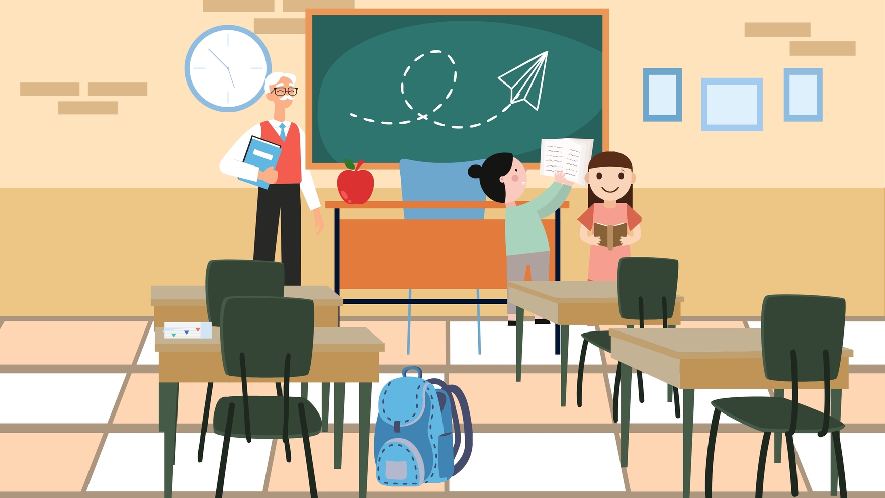 classroom cartoon background hd