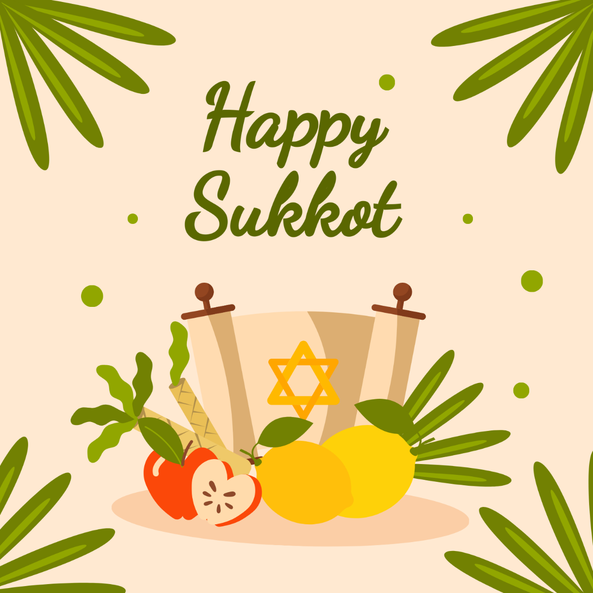 Happy Sukkot Illustration Template
