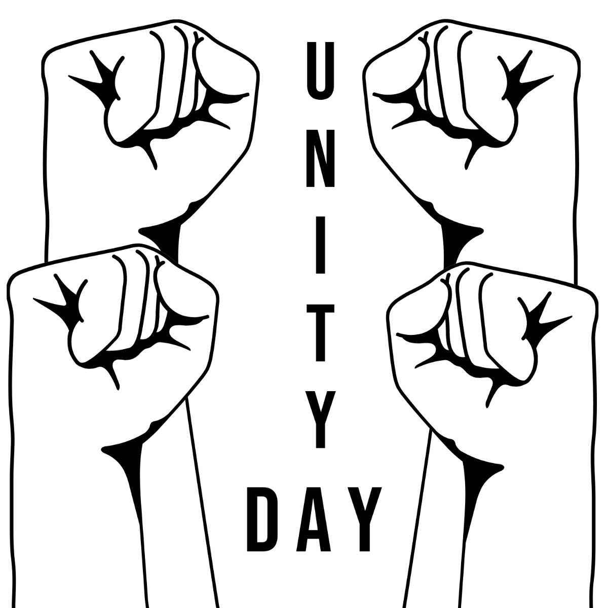 Unity Day Drawing Vector Template