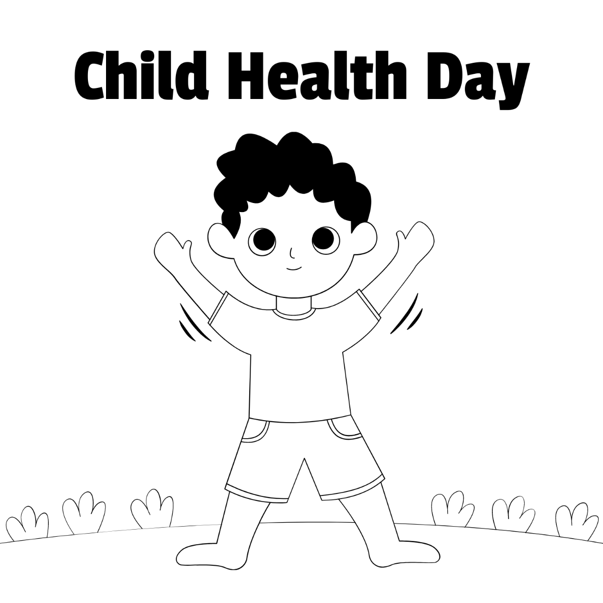 Free Child Health Day Drawing Vector Template