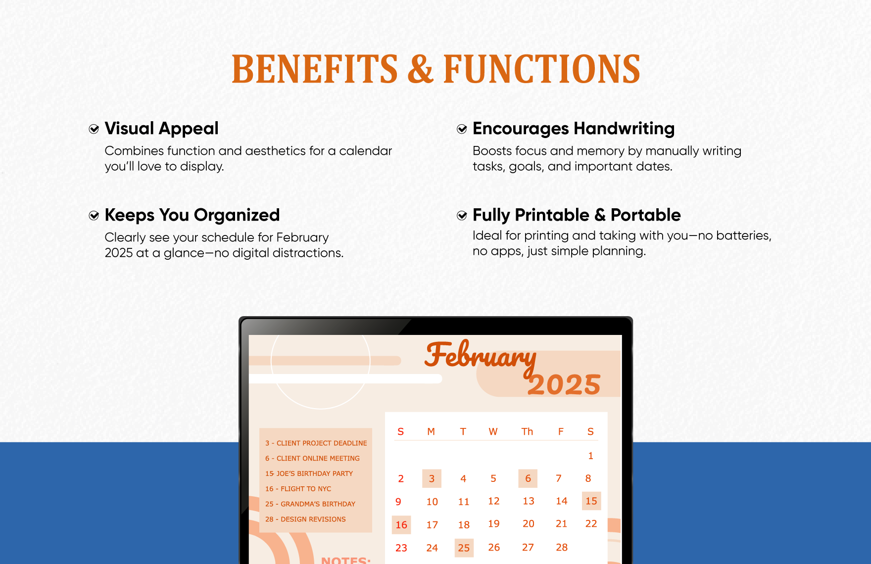 Calligraphy February 2025 Calendar