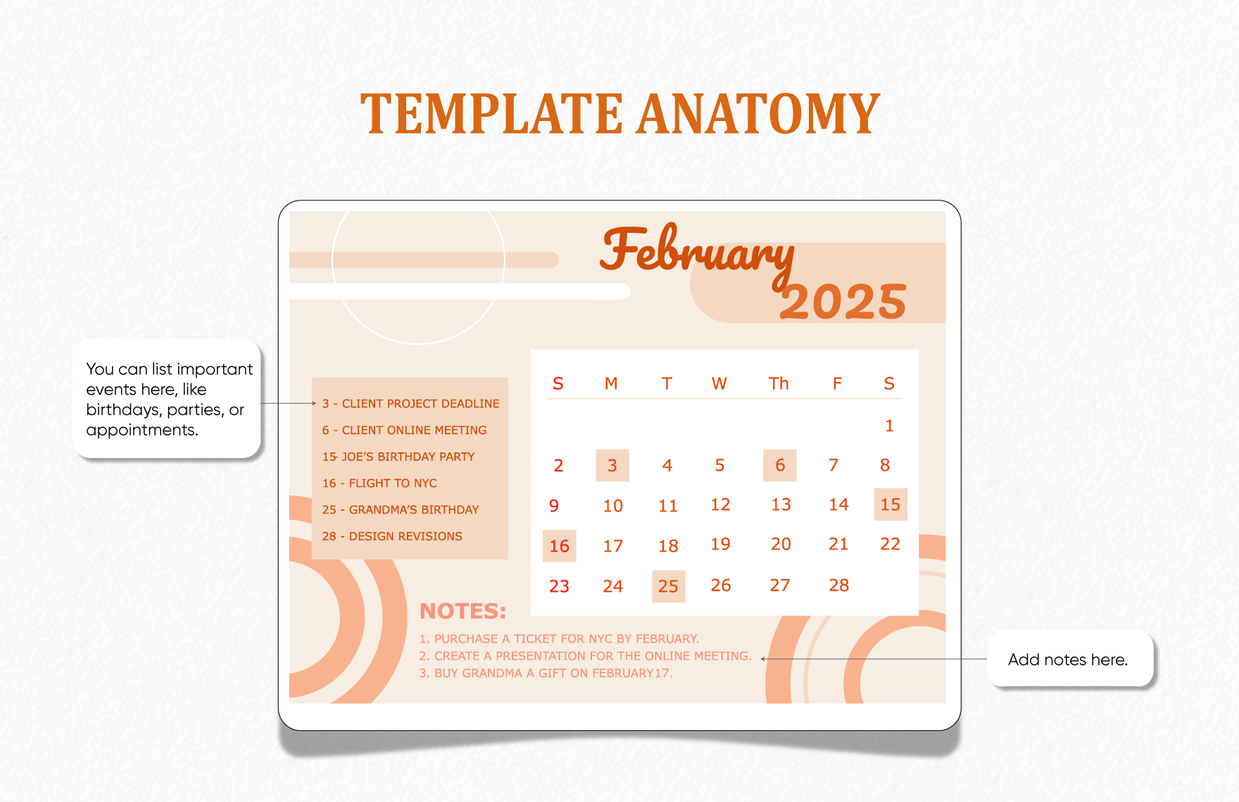 Calligraphy February 2025 Calendar