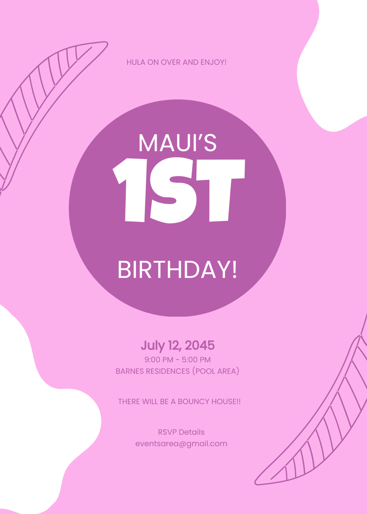 1st Birthday Luau Invitation Template