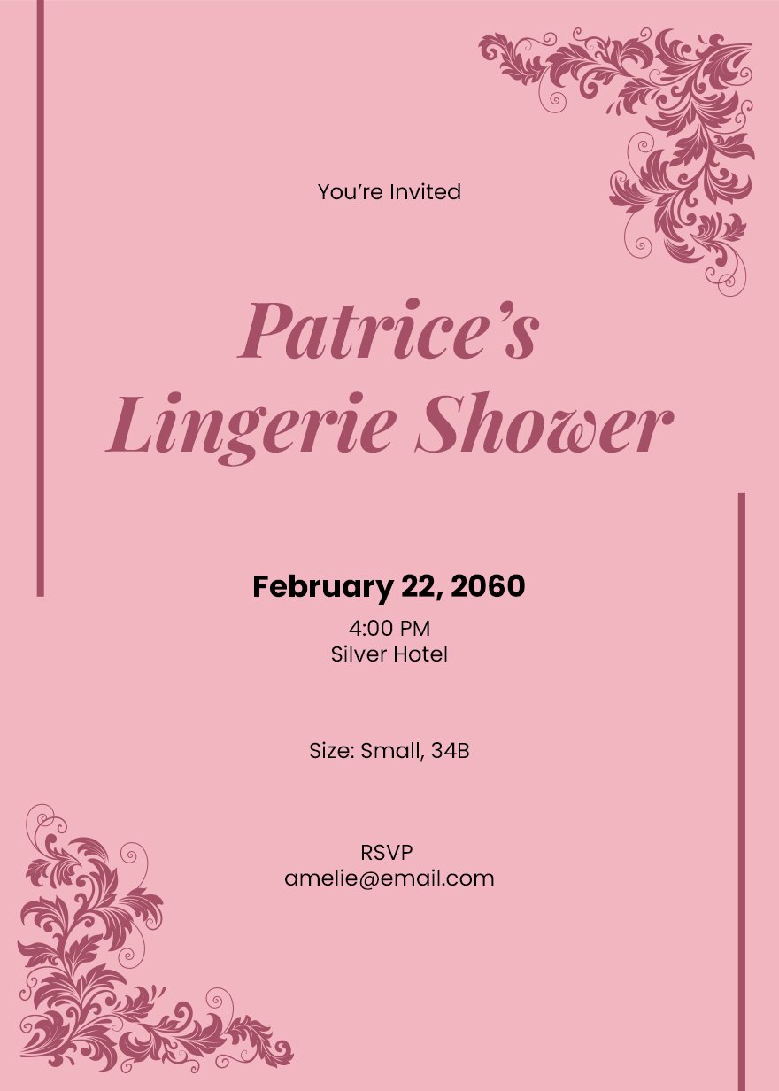 Elegant Lingerie Shower Invitation