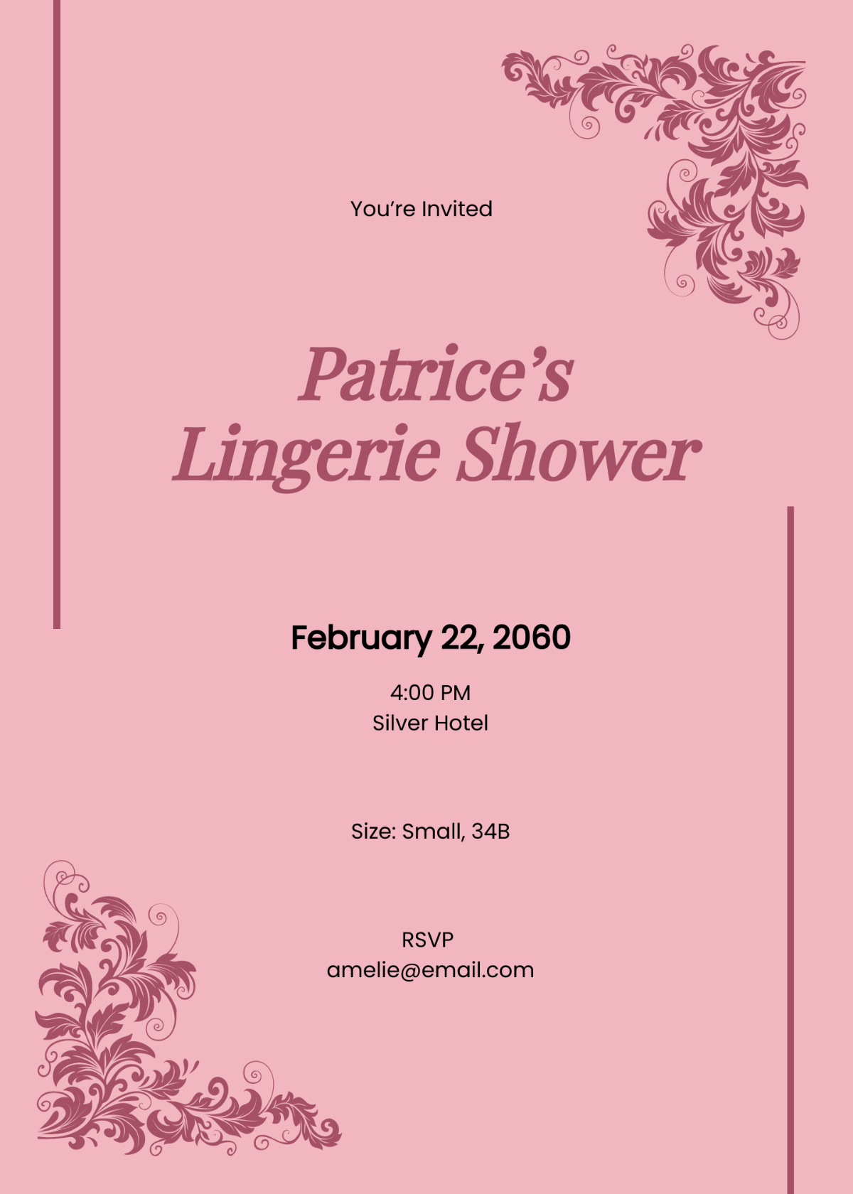 Elegant Lingerie Shower Invitation Template