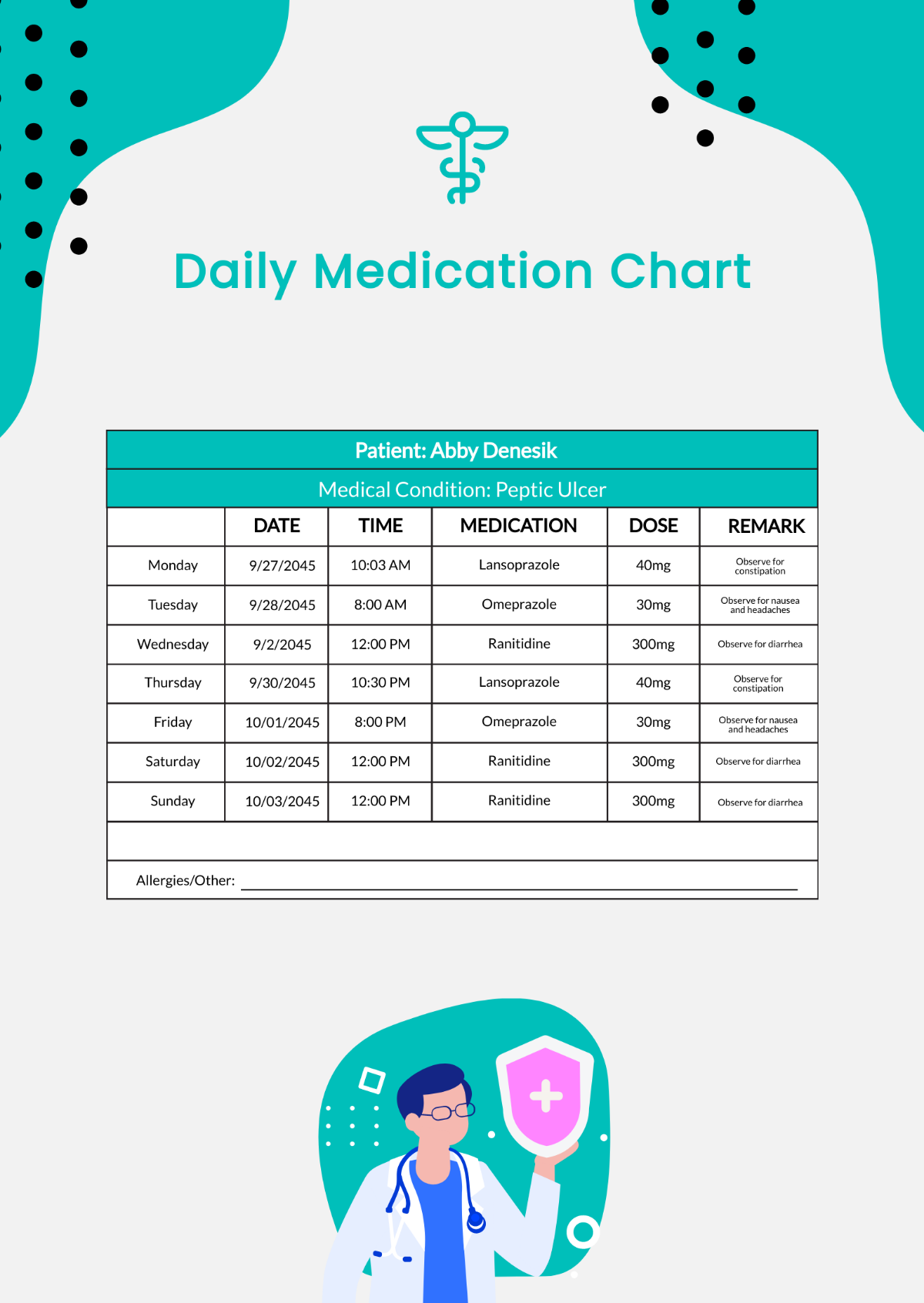 Daily Medication Chart Template