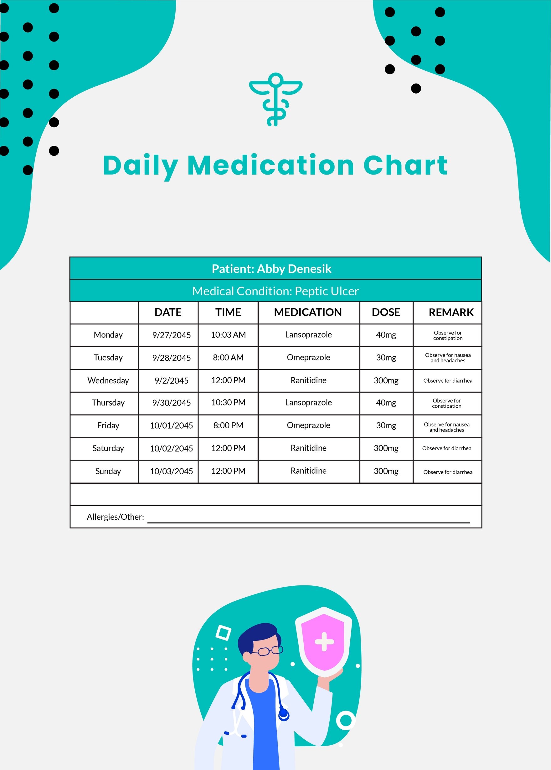 Free Daily Medication Chart