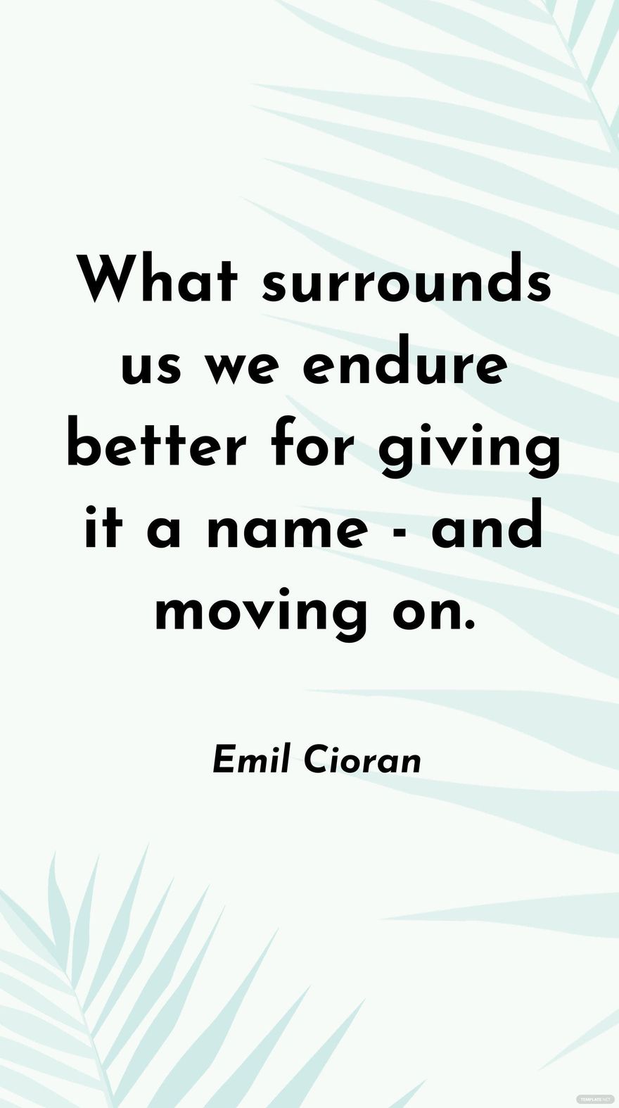 Free Emil Cioran - What surrounds us we endure better for giving it a name - and moving on. in JPG