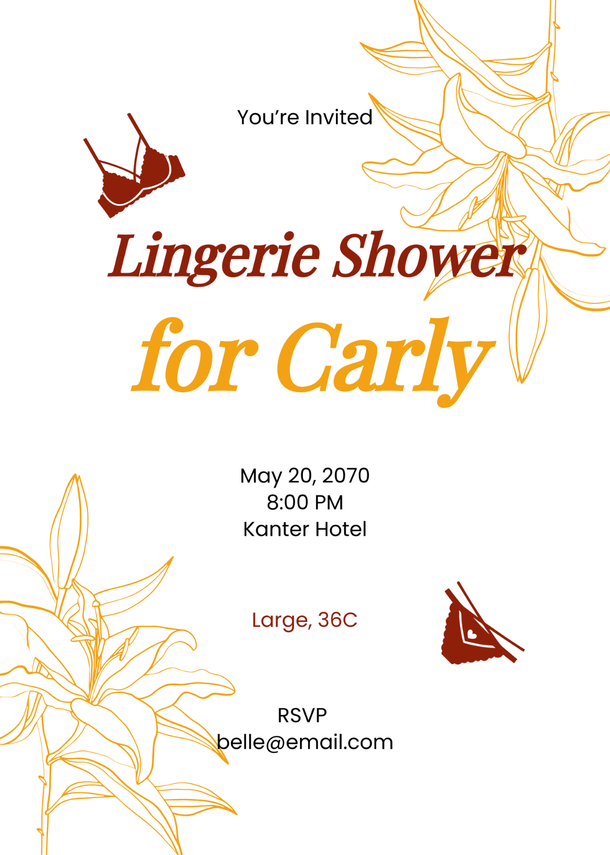 Floral Lingerie Shower Invitation Template