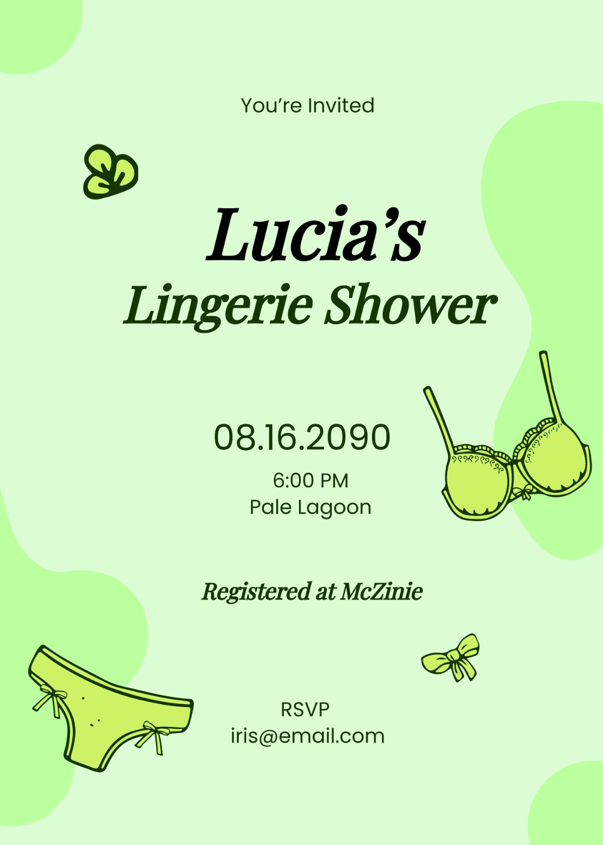 Lingerie Shower Text Message Invitation Template