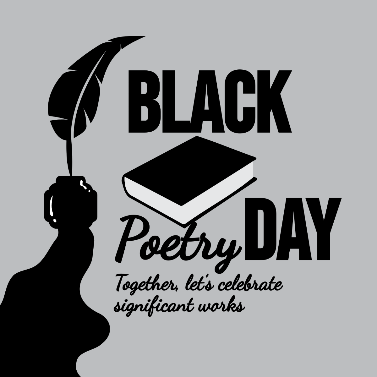 Black Poetry Day Flyer Vector Template