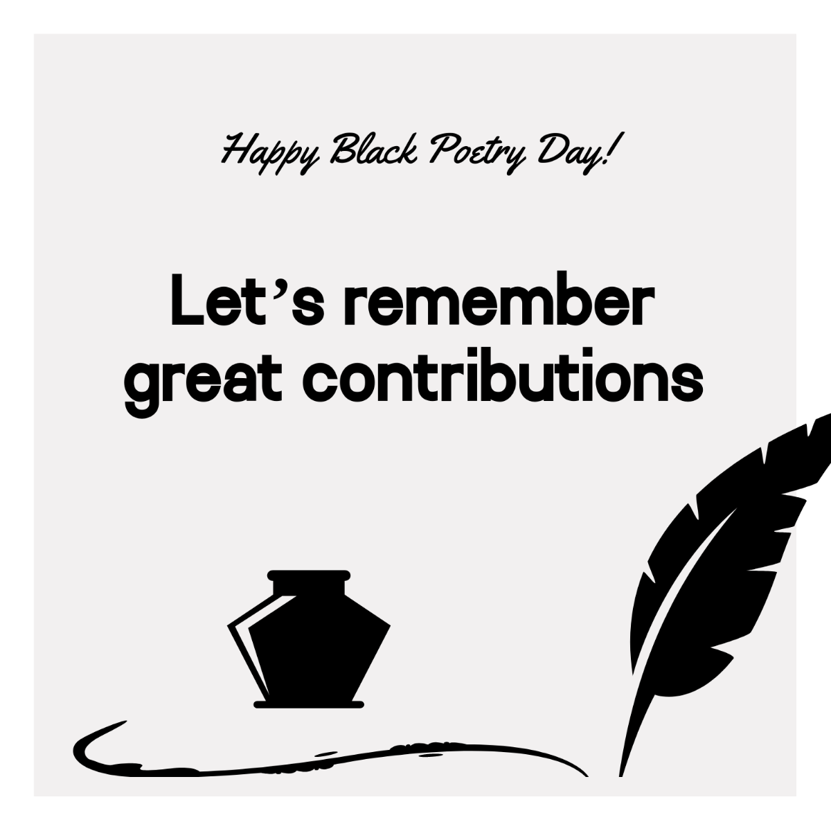 Free Black Poetry Day Greeting Card Vector Template