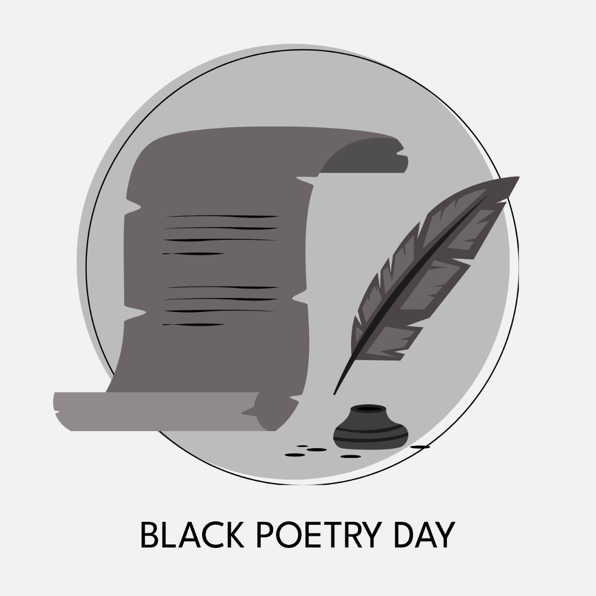 Free Black Poetry Day Vector Template
