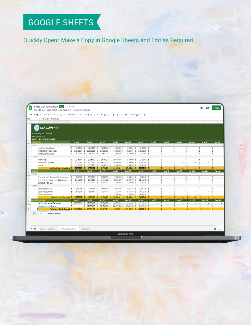Budget Cash Flow Template - Google Sheets, Excel | Template.net