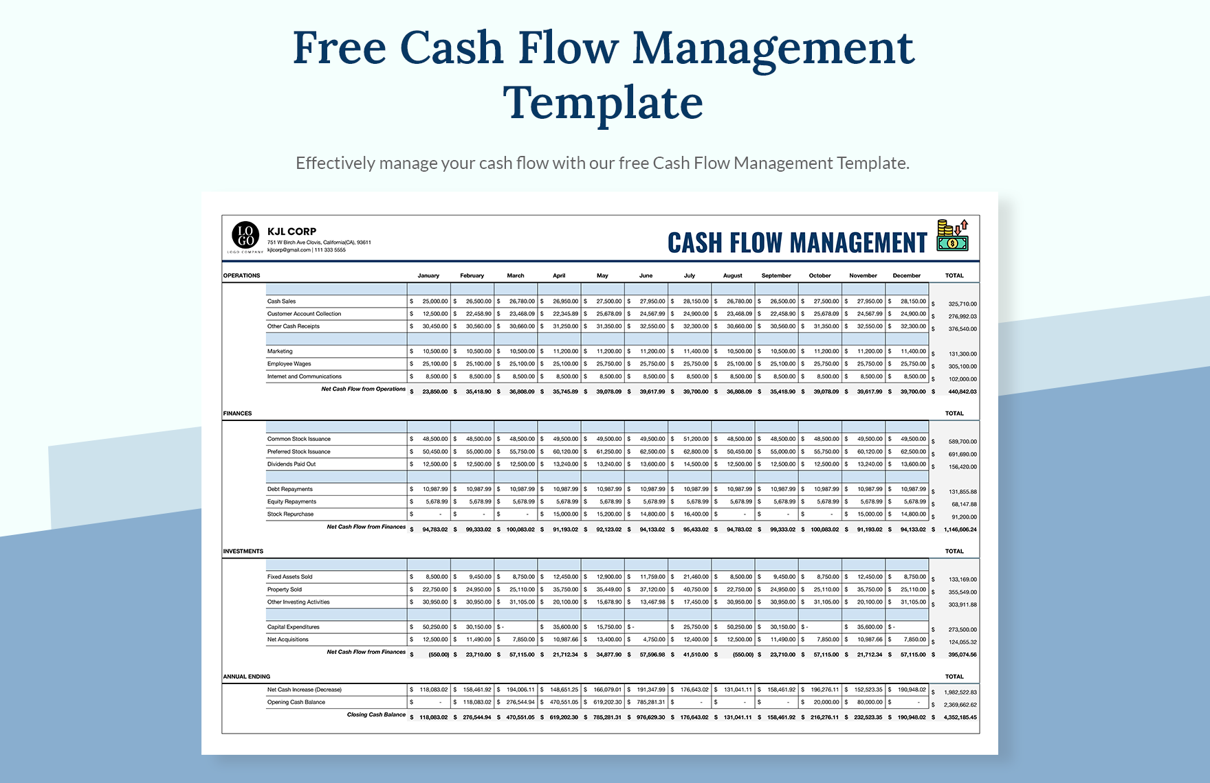 Cash Flow Management Template