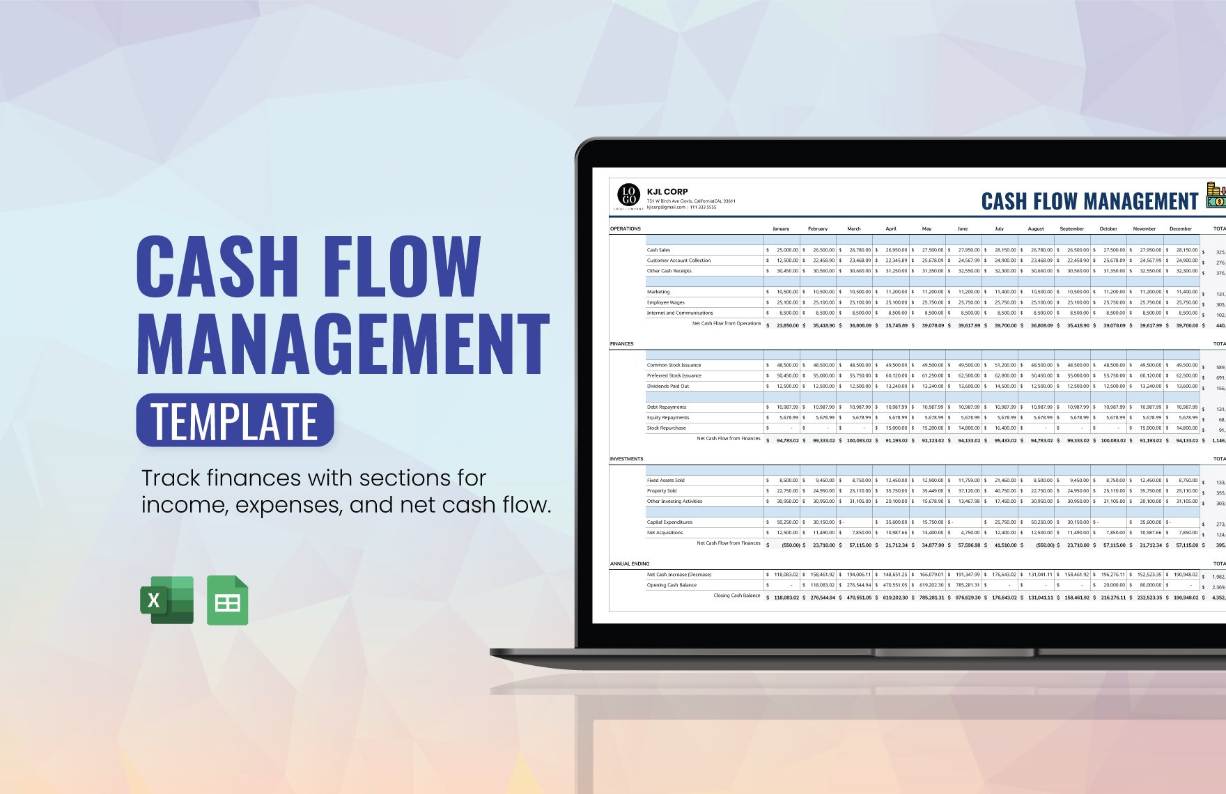 Free Cash Flow Management Template in Excel, Google Sheets