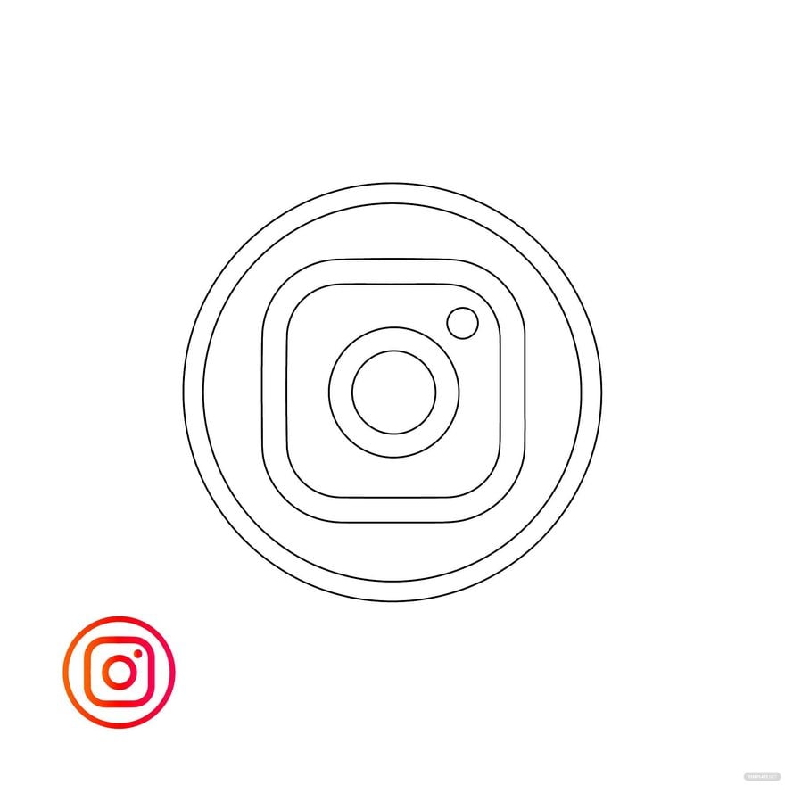 Instagram Circle Logo Coloring Page in PDF, EPS, JPG