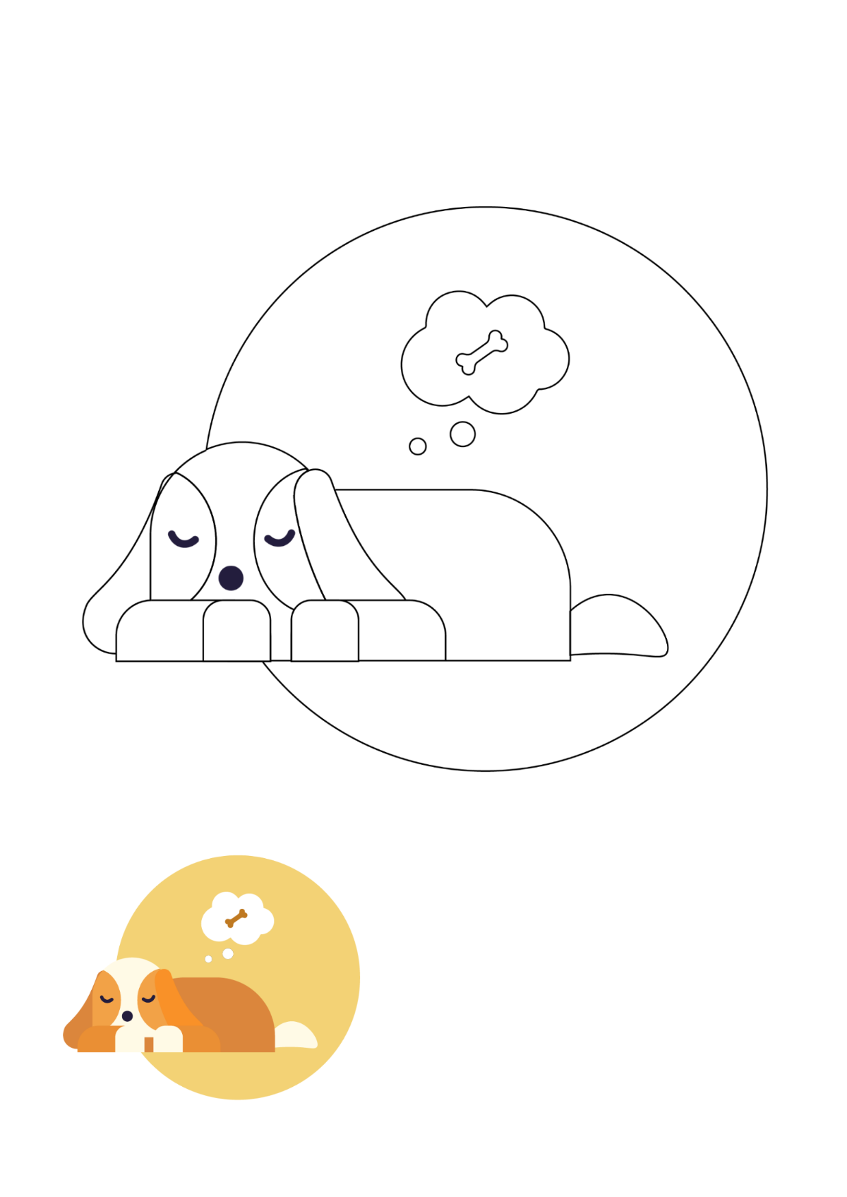Cute Dog Coloring Page Template