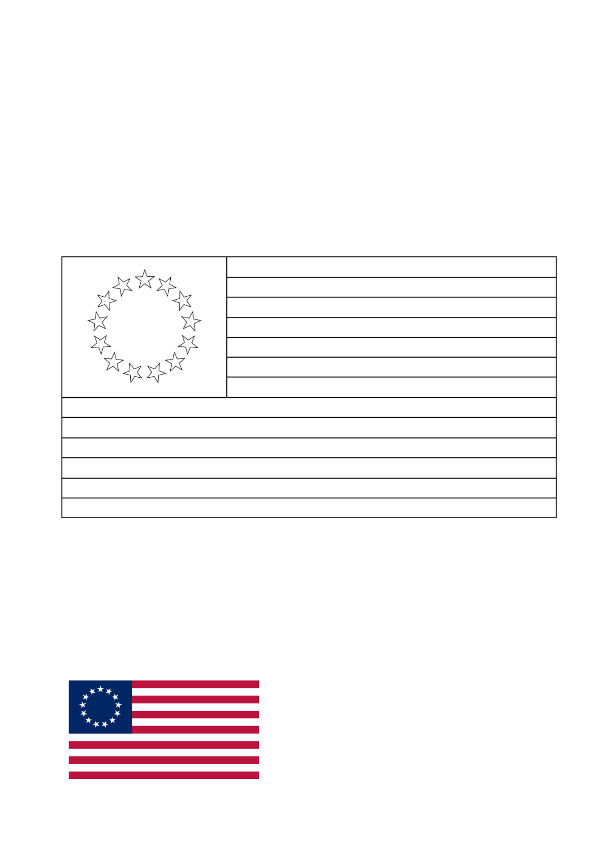 American Flag Circle Stars Coloring Page Template