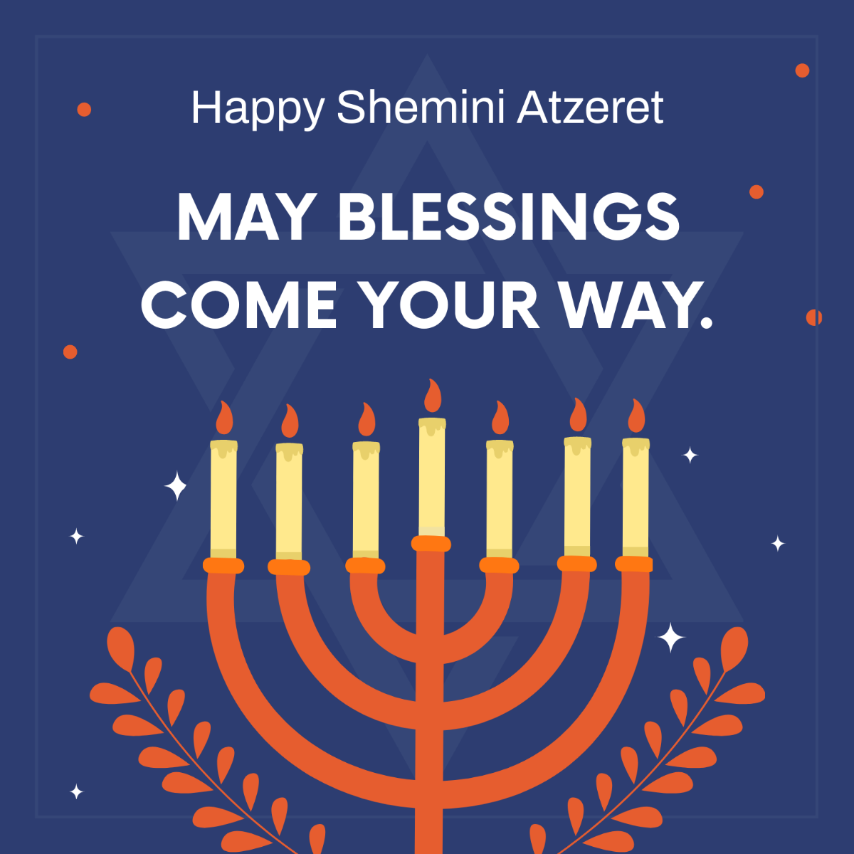 Shemini Atzeret Greeting Card Vector Template