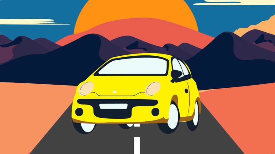 Free Yellow Car Background in Illustrator, EPS, SVG, JPG, PNG