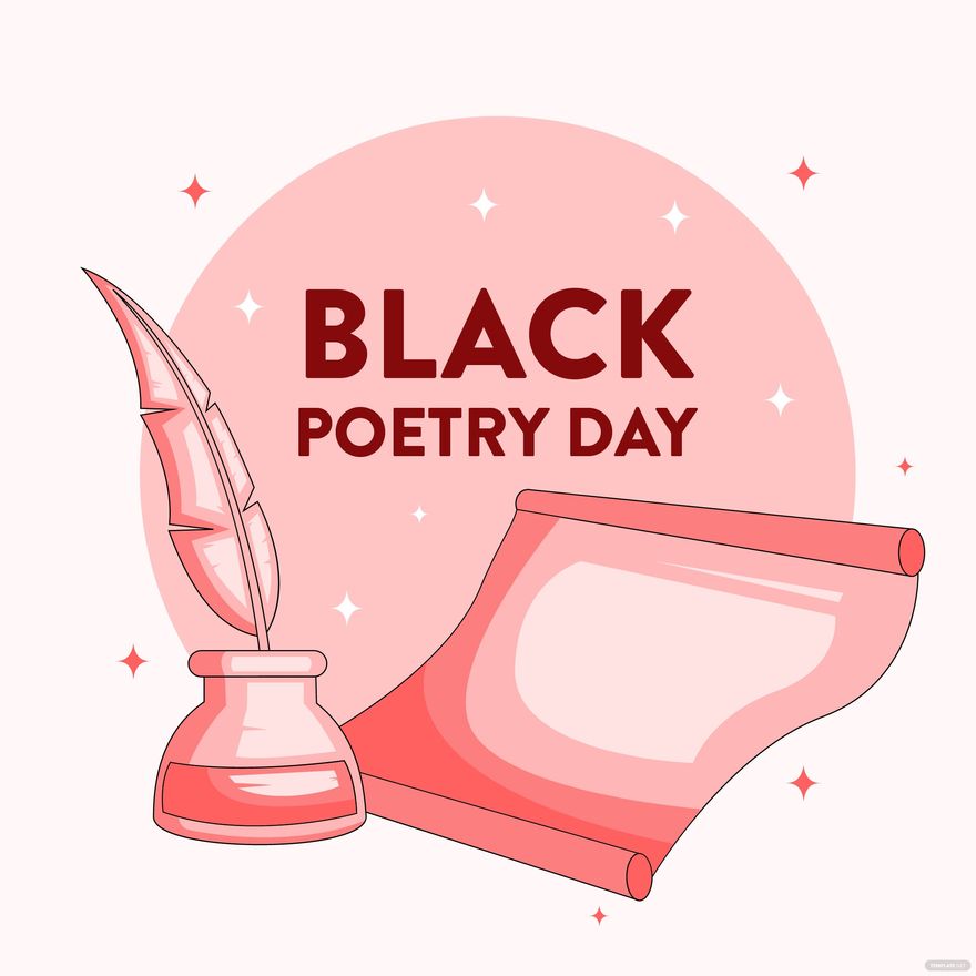 Free Black Poetry Day Cartoon Vector