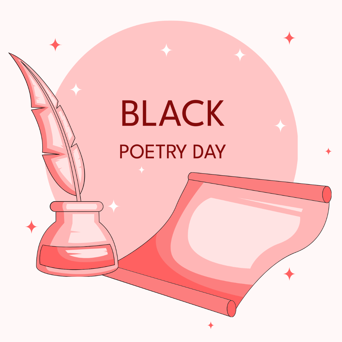 Black Poetry Day Cartoon Vector Template