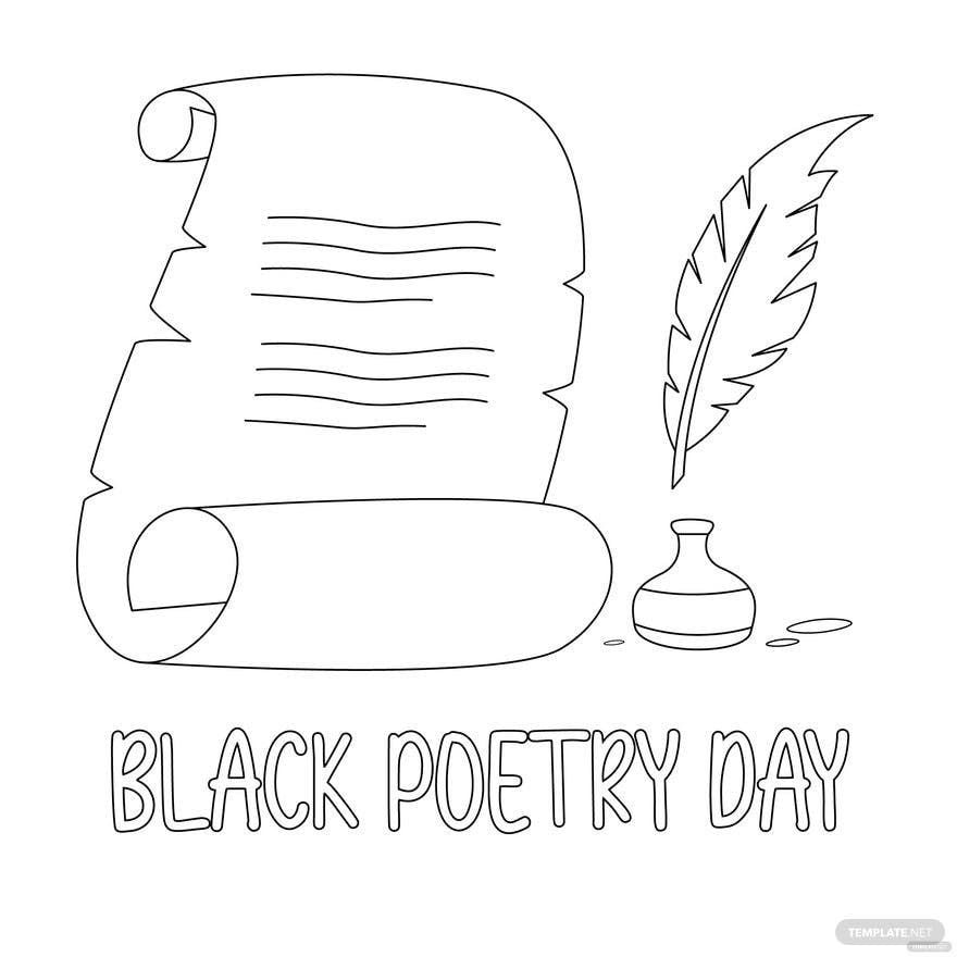 Black Poetry Day Drawing Vector