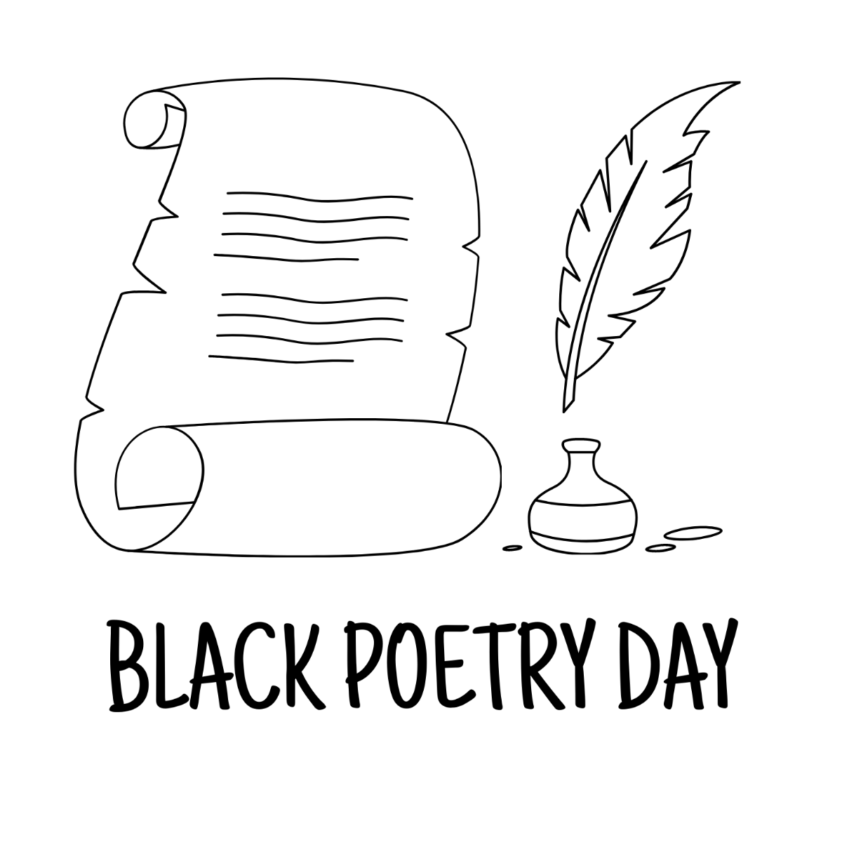 Black Poetry Day Drawing Vector Template