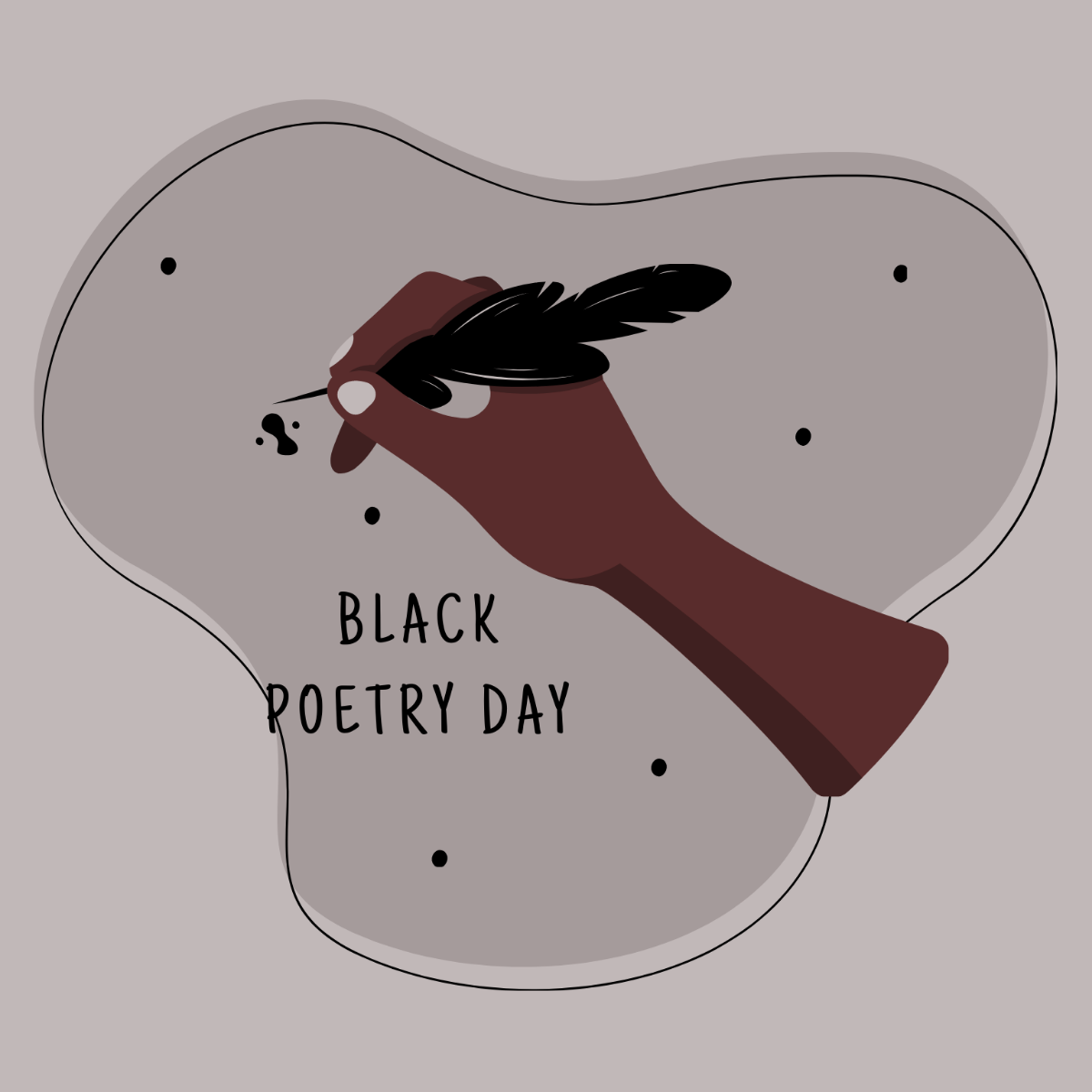 Black Poetry Day Clipart Vector Template