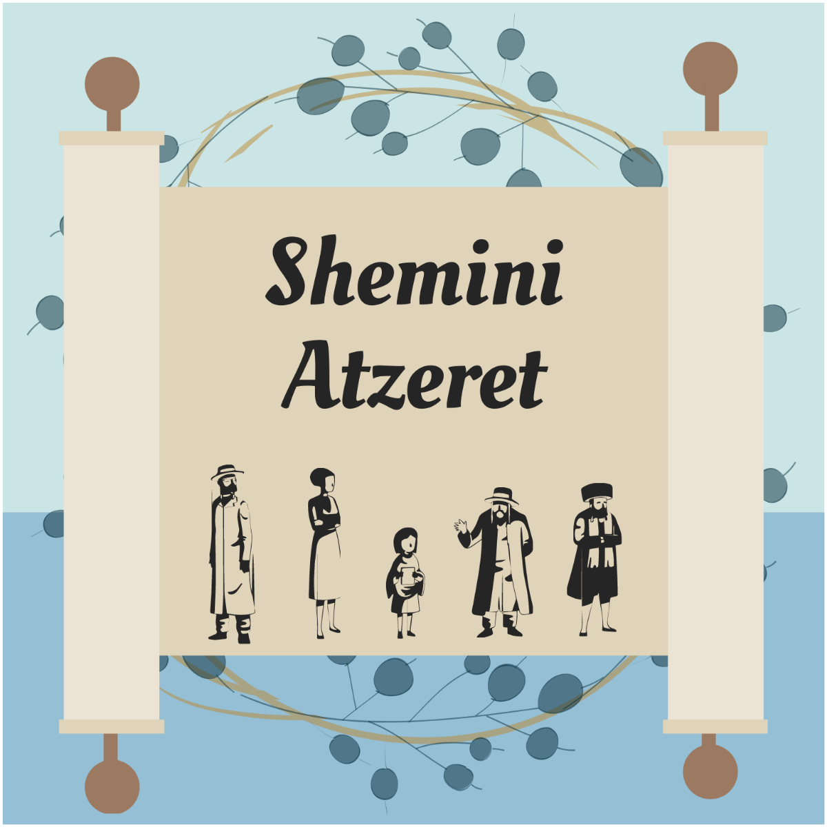 Shemini Atzeret Celebration Vector Template
