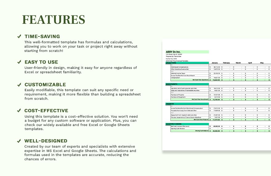SaaS Cash Flow Forecast Template Google Sheets Excel Template net SaaS Cash Flow Forecast Template Google Sheets Excel Template net