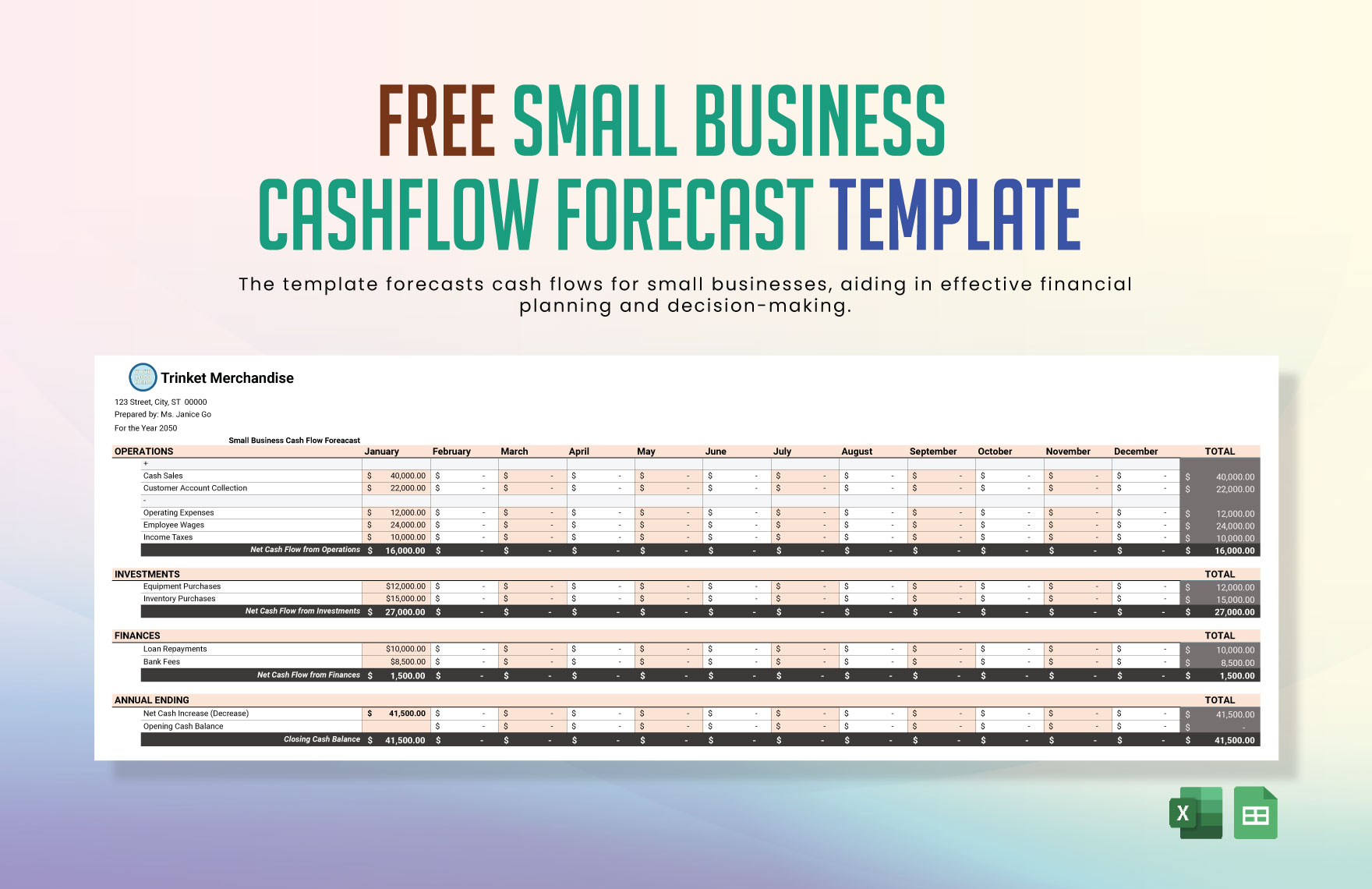 Small Business Cash Flow Forecast Template