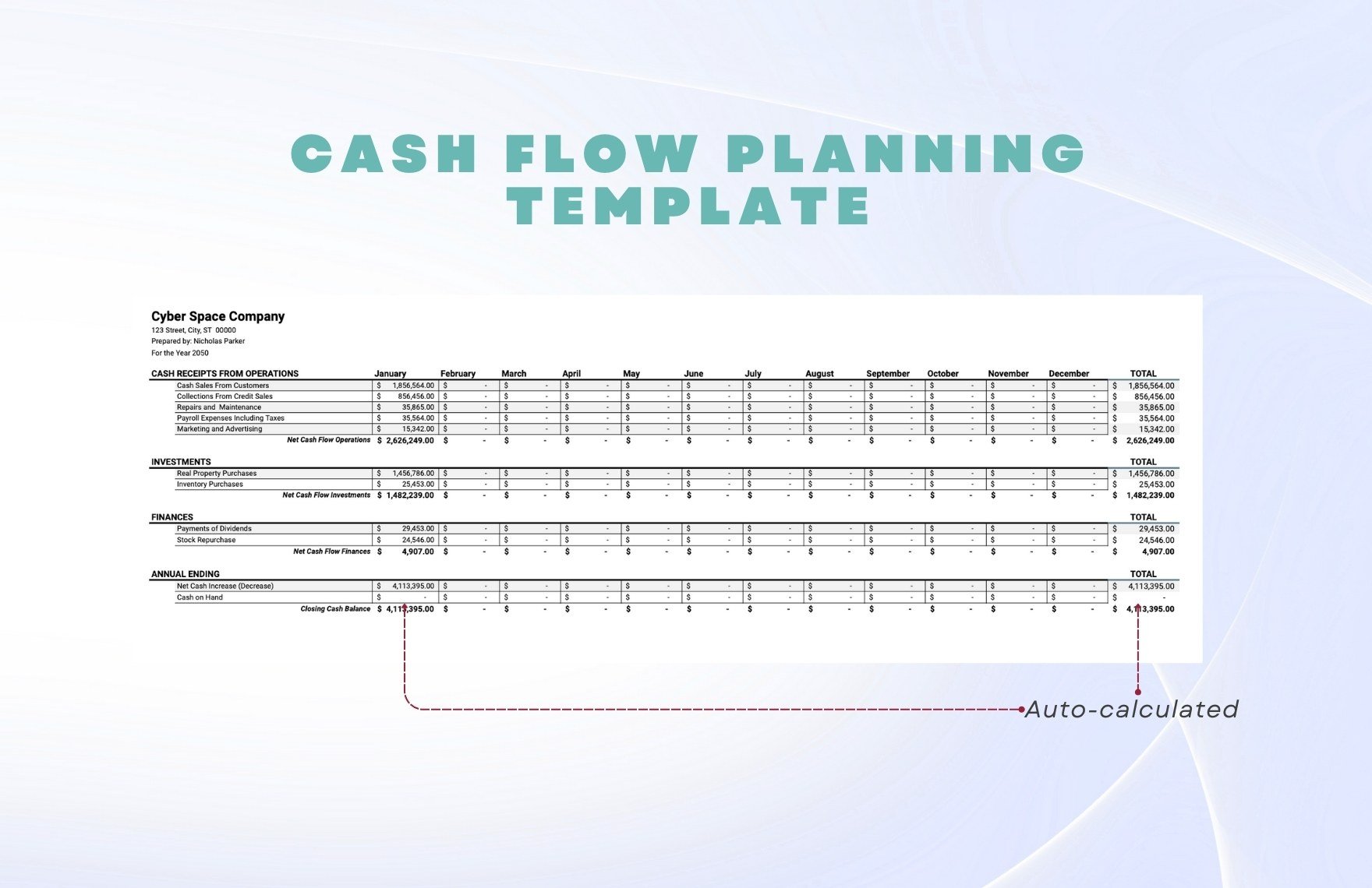 Cashflow Planning Template