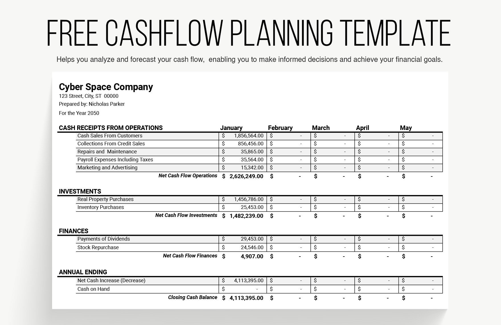 Cashflow Planning Template