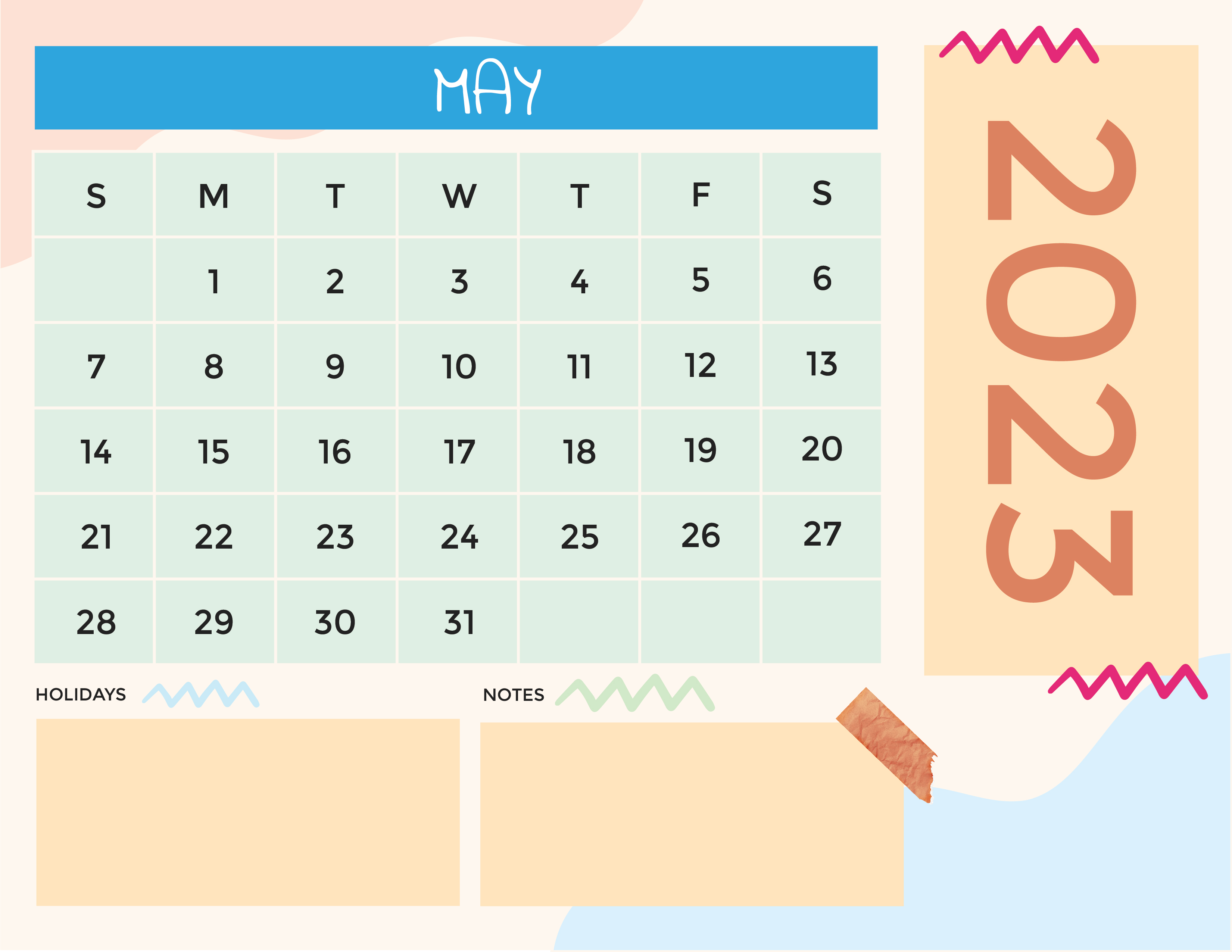 Free Colorful 2023 Calendar Template to Edit Online