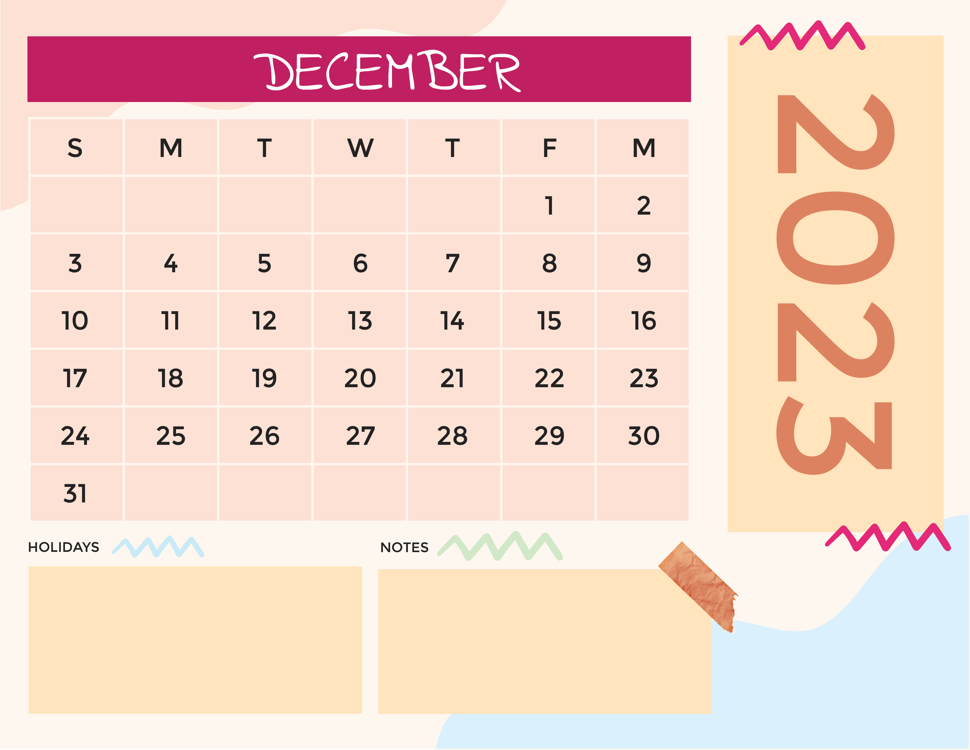 Free Colorful 2023 Calendar Template to Edit Online