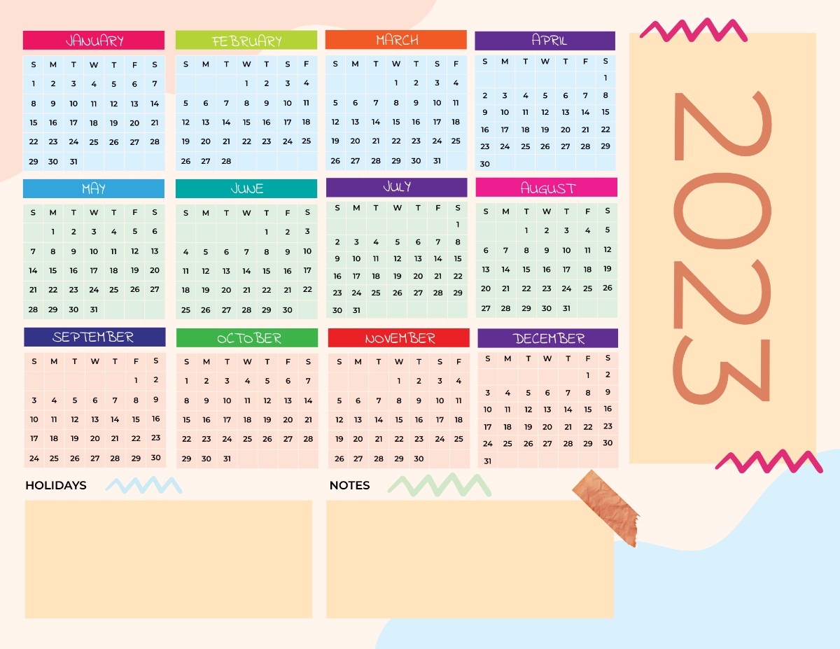 Colorful 2023 Calendar Template